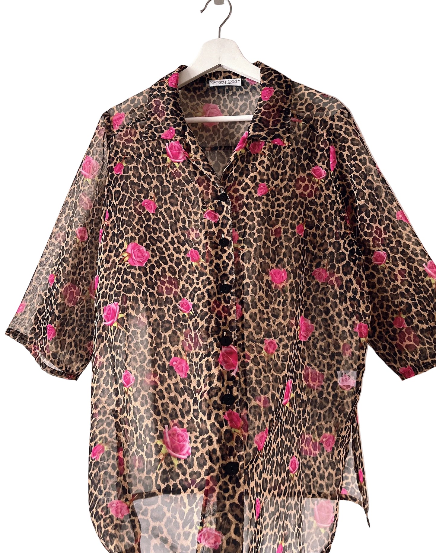 Italy made leopard × rose shirt