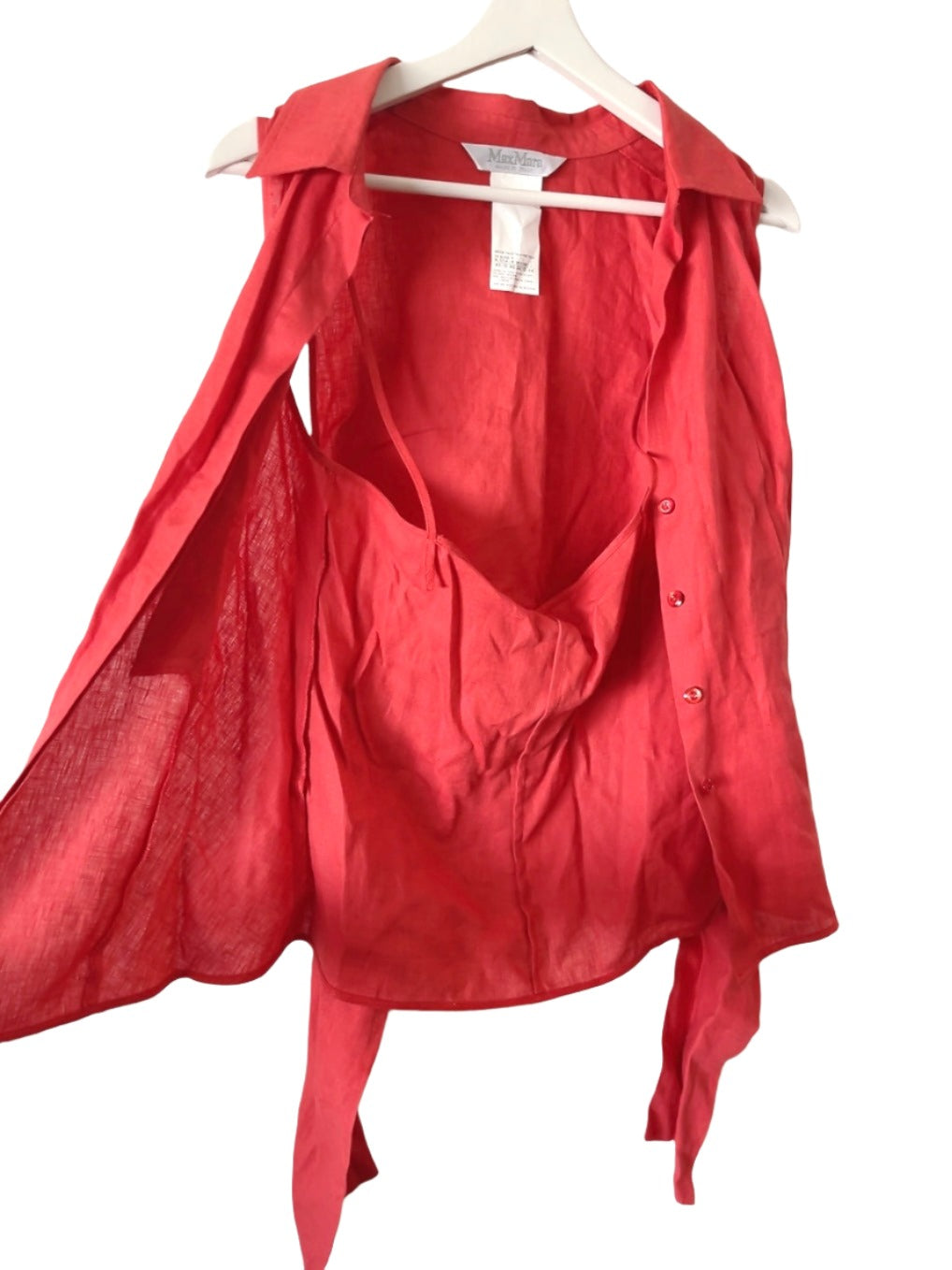 Max Mara vintage red linen sleeve less shirts tank top