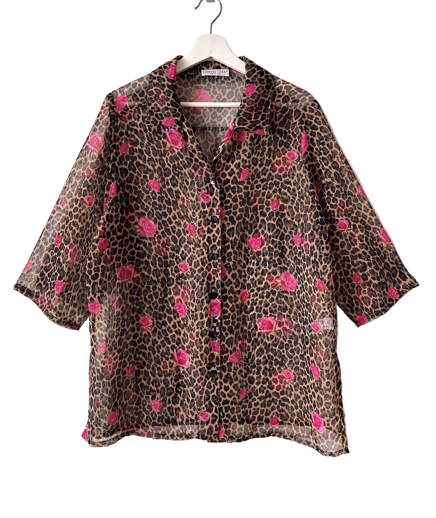 Italy made leopard × rose shirt