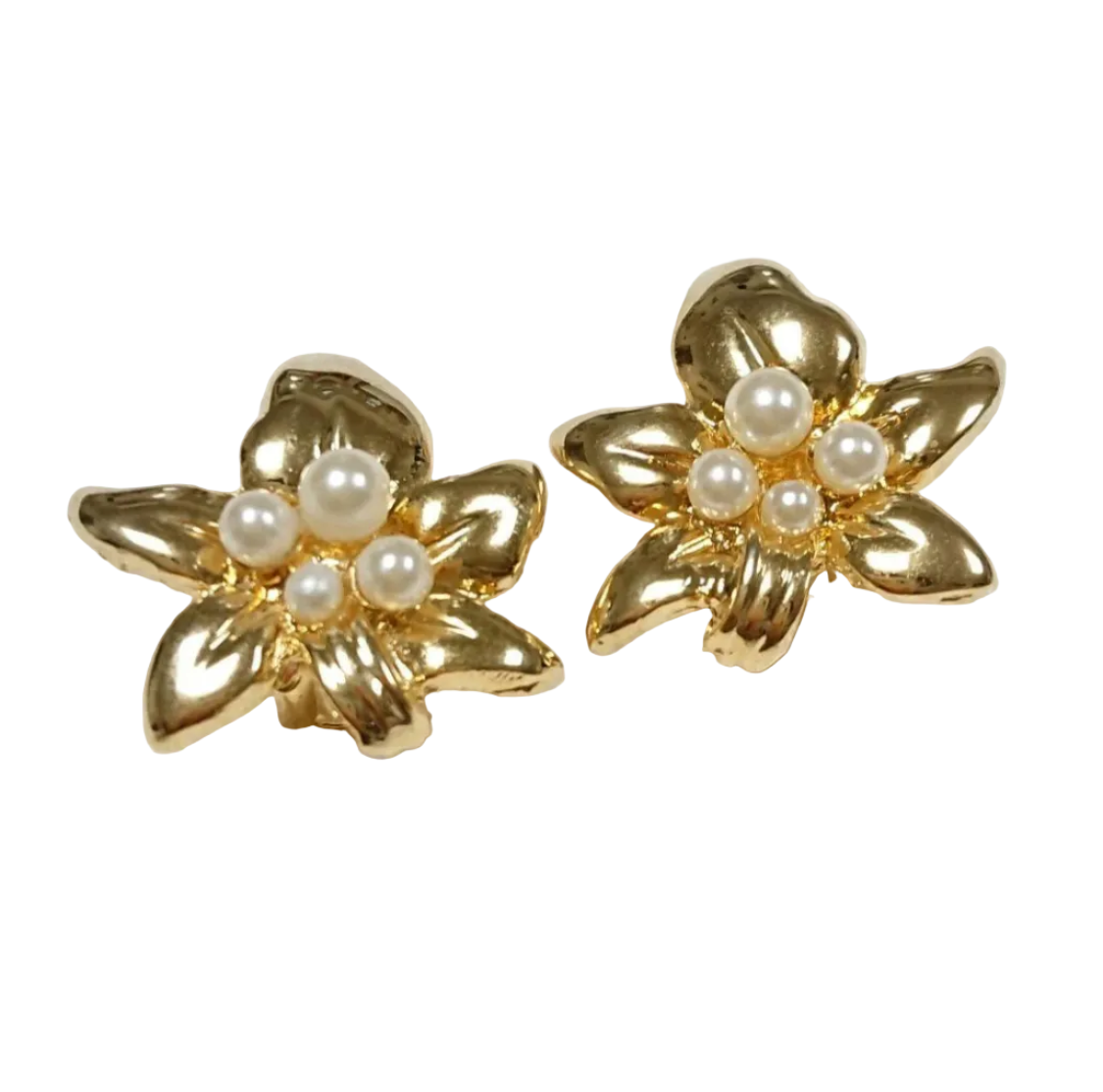vintage pearl flower earrings