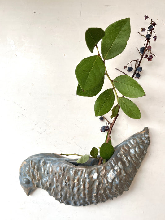 Vintage ceramic 'Bird' wall vase decor