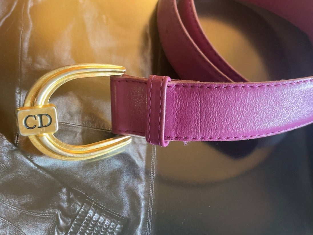 Christian Dior 80s vintage purple leather belt