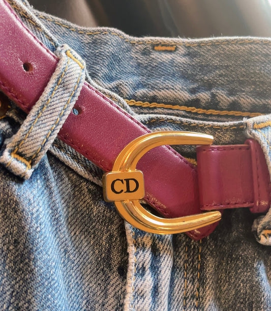 Christian Dior 80s vintage purple leather belt