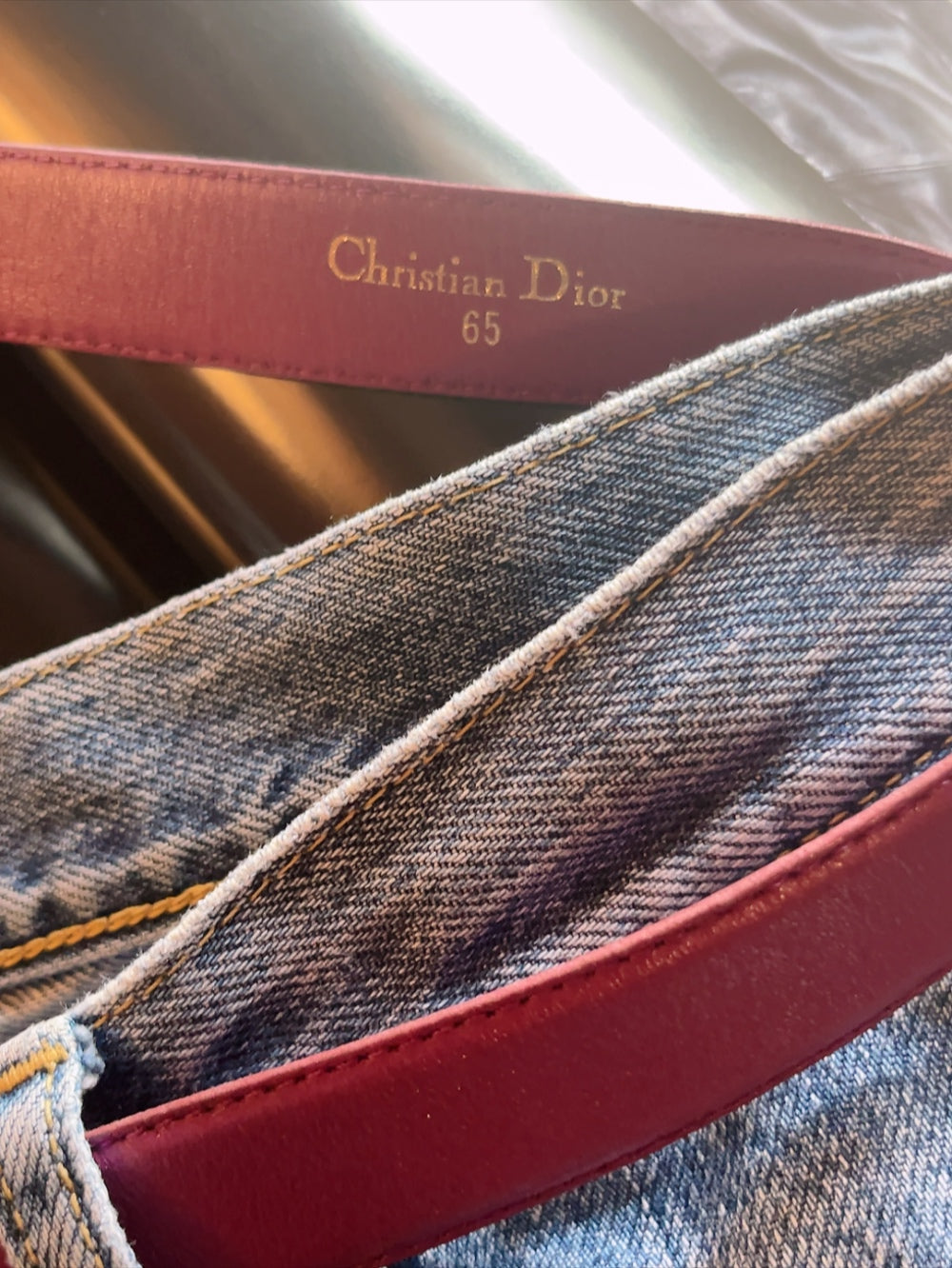 Christian Dior 80s vintage purple leather belt