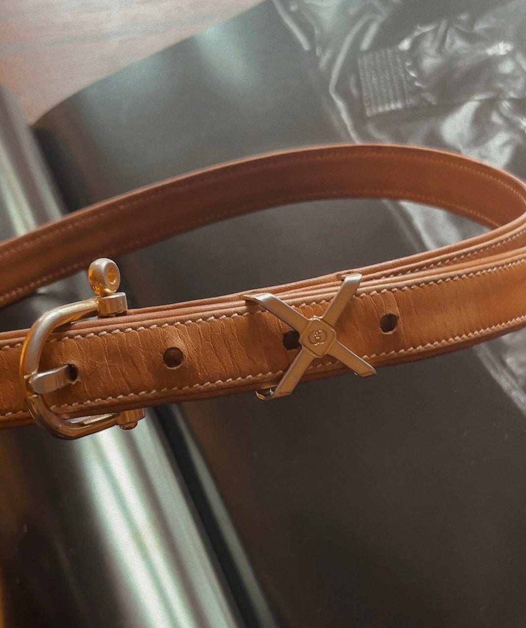 old GUCCI brown leather belt