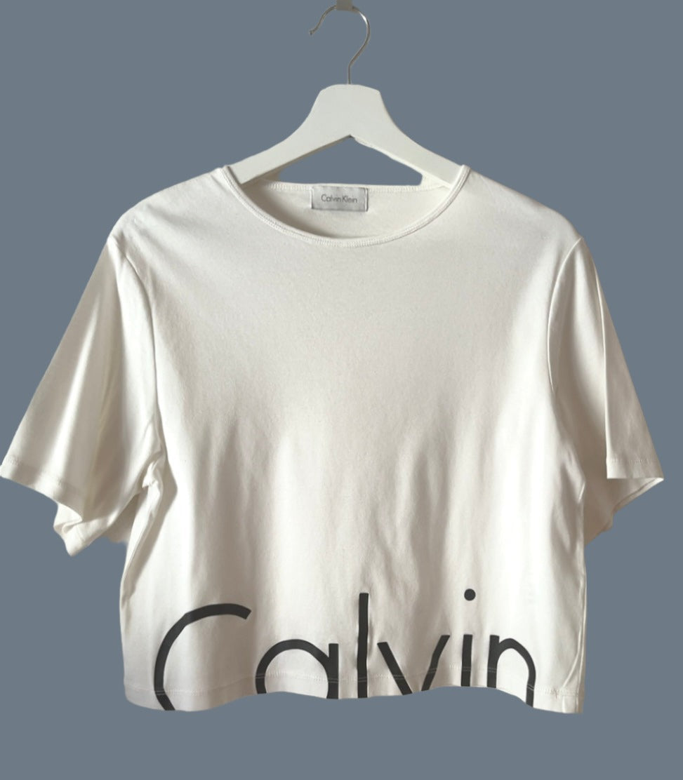 CALVIN KLEIN b&w cropped T-shirt