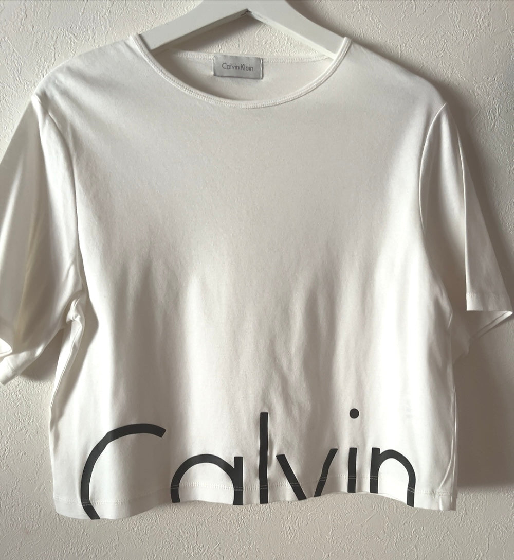 CALVIN KLEIN b&w cropped T-shirt