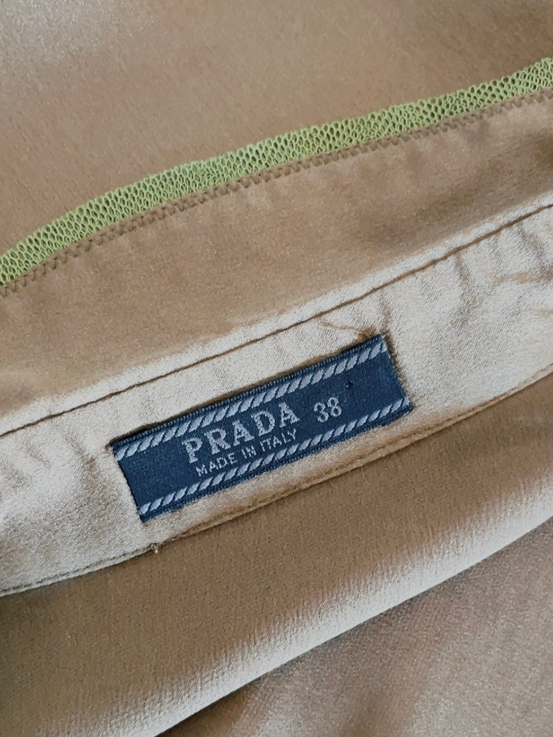 PRADA brown × khaki silk skirt