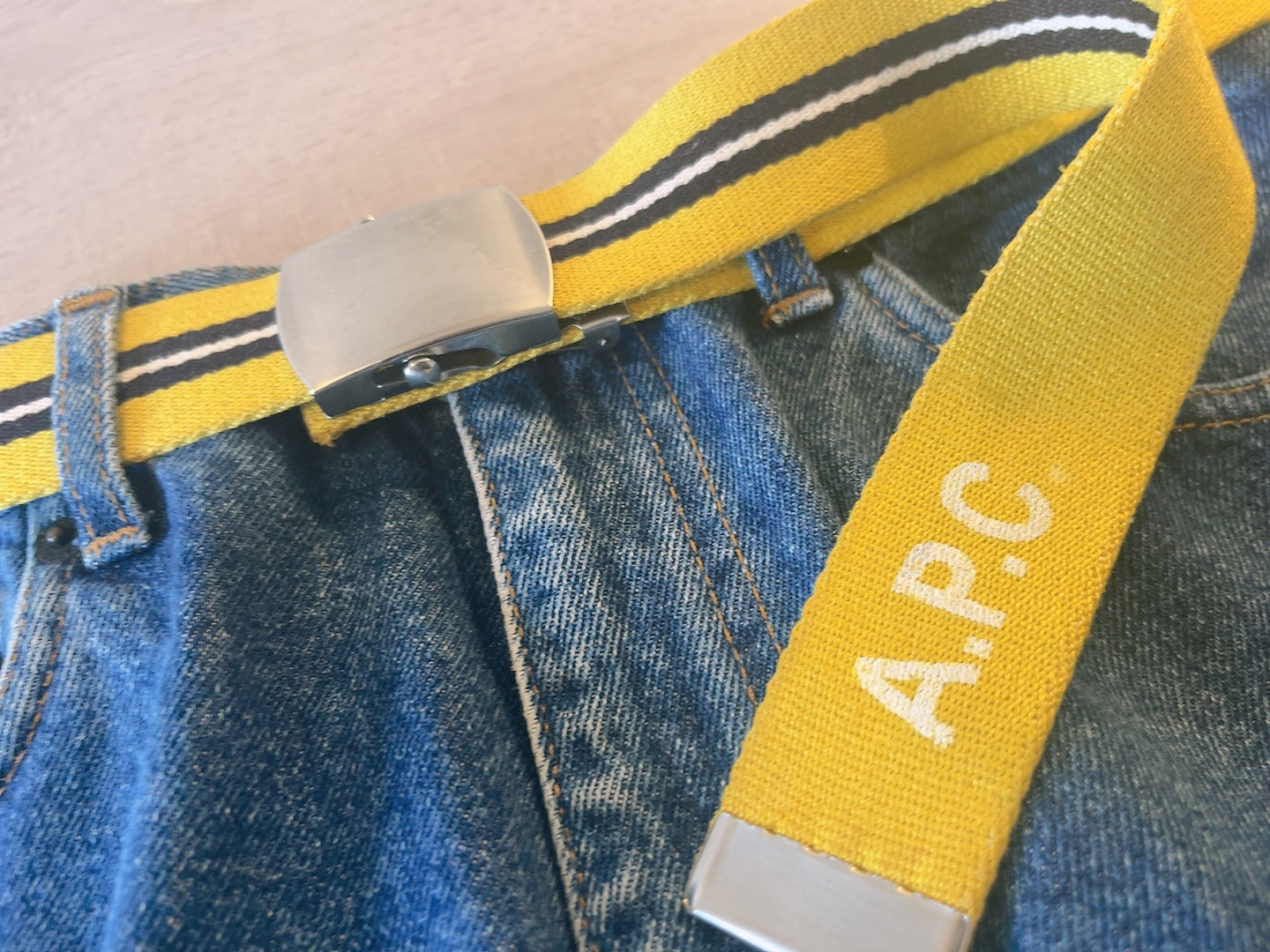 A.P.C yellow stripe belt