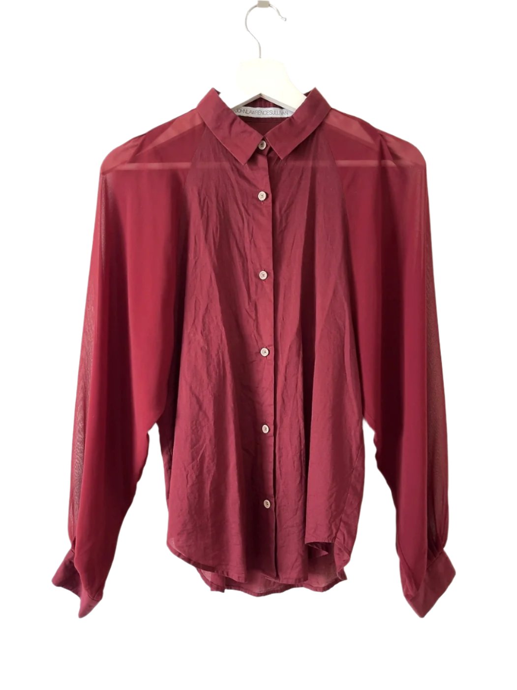 JOHNLAWRENCESULLIVAN burgundy see-through shirt