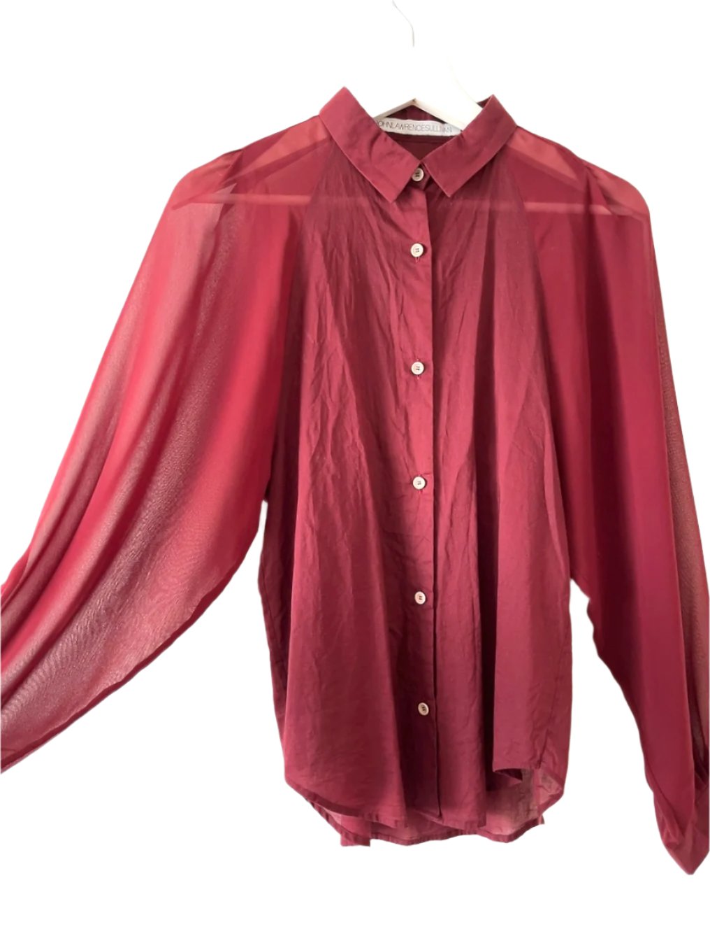 JOHNLAWRENCESULLIVAN burgundy see-through shirt