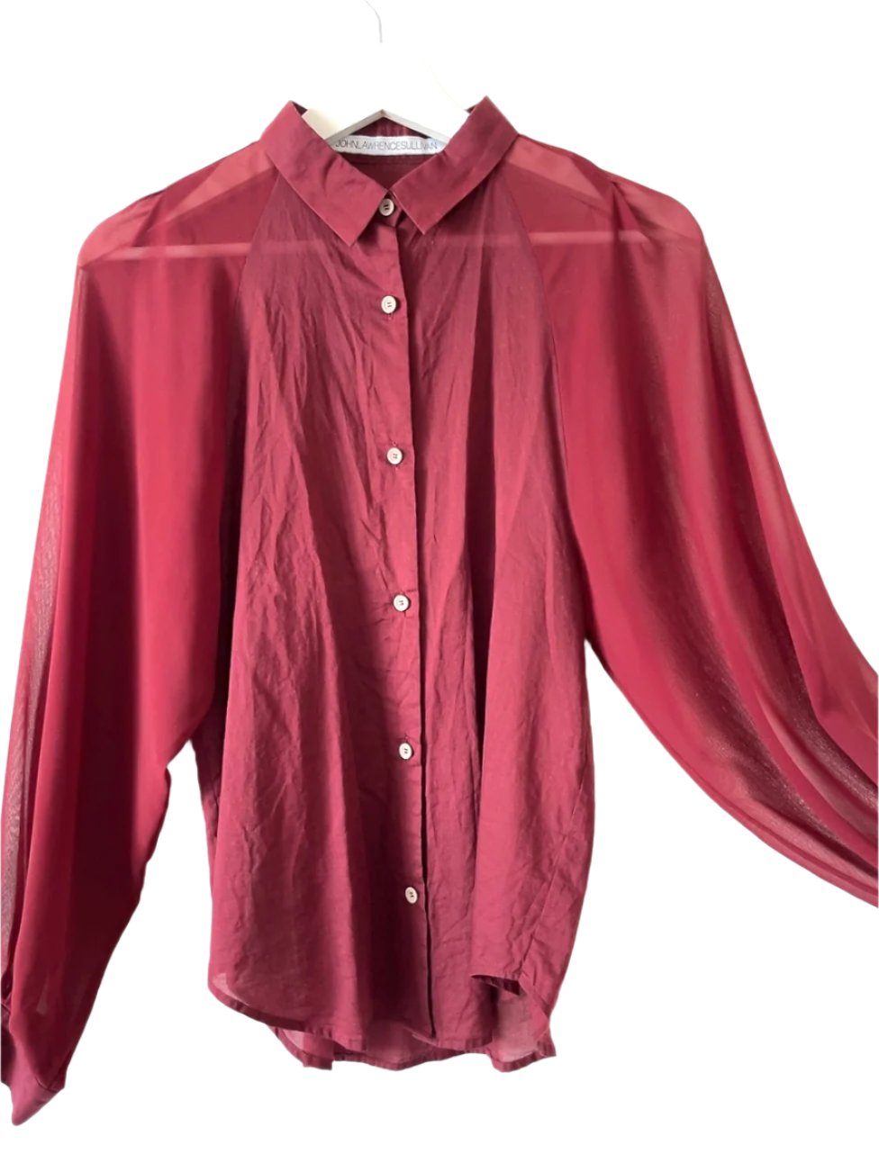JOHNLAWRENCESULLIVAN burgundy see-through shirt