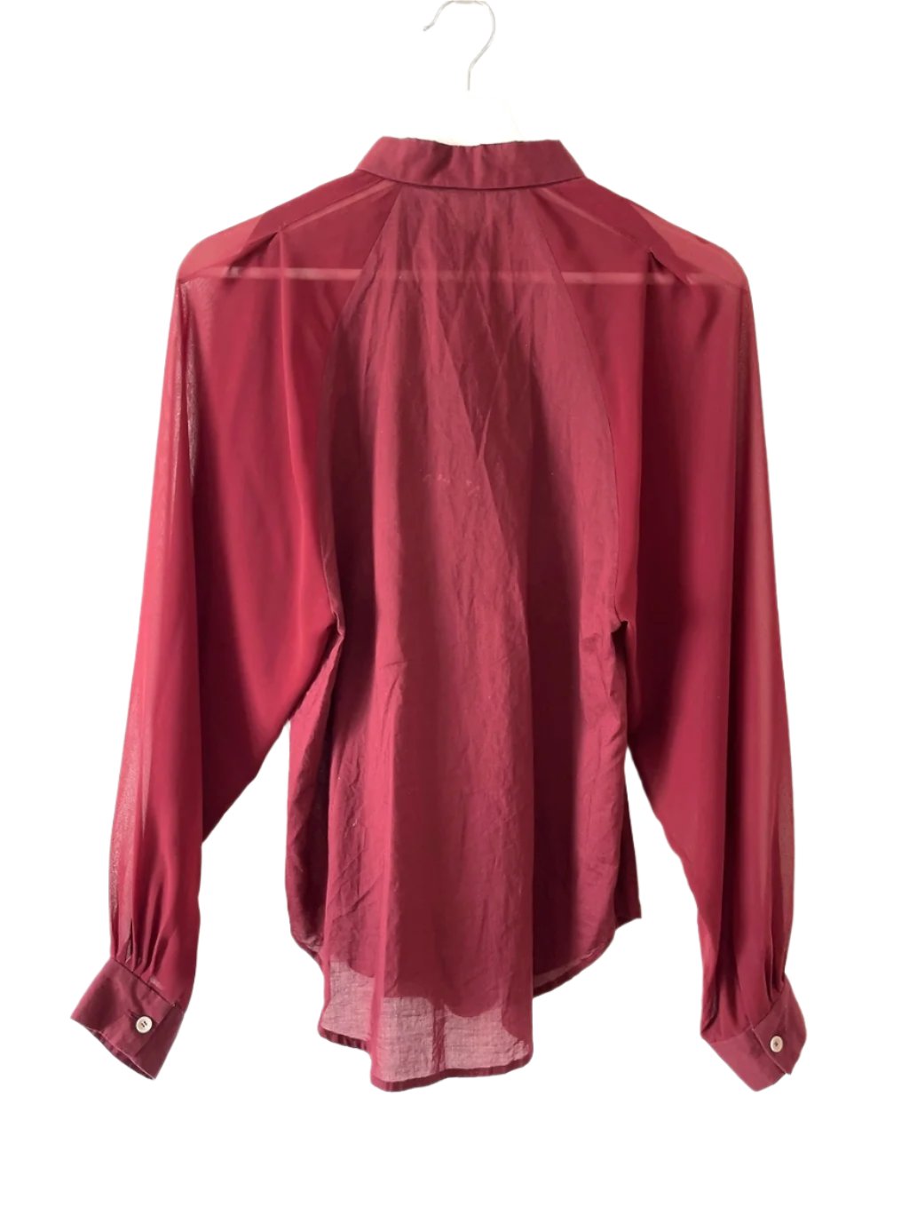 JOHNLAWRENCESULLIVAN burgundy see-through shirt
