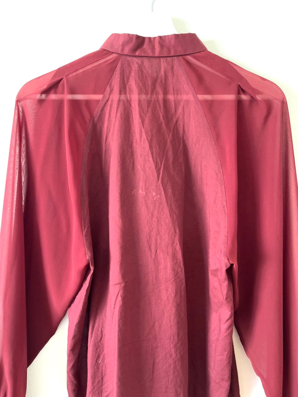 JOHNLAWRENCESULLIVAN burgundy see-through shirt