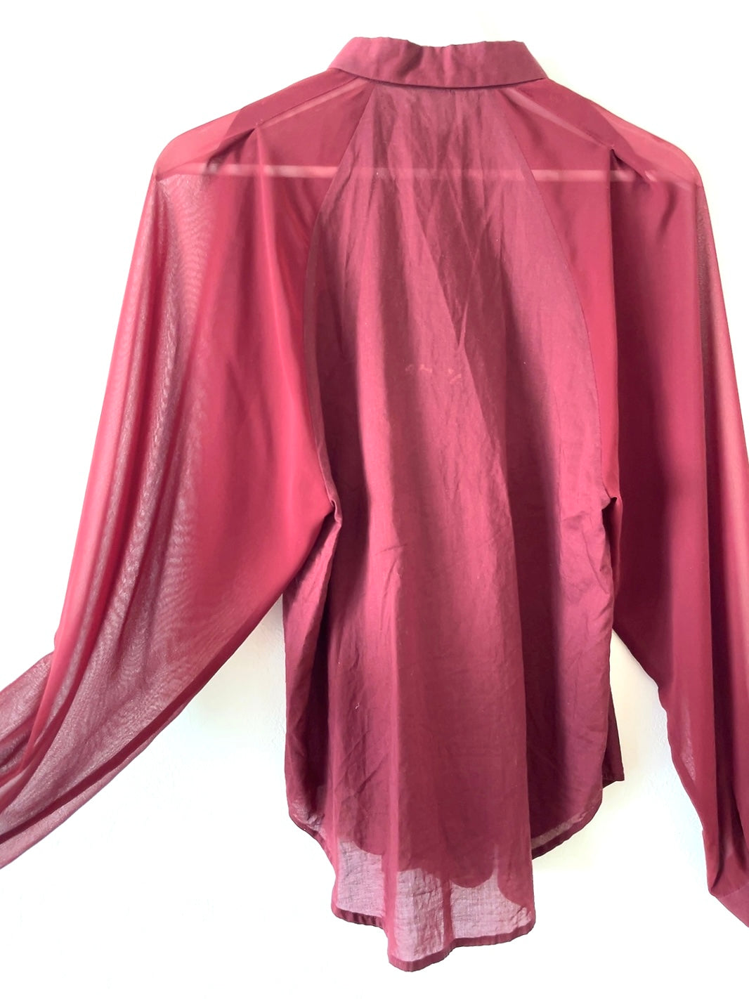 JOHNLAWRENCESULLIVAN burgundy see-through shirt