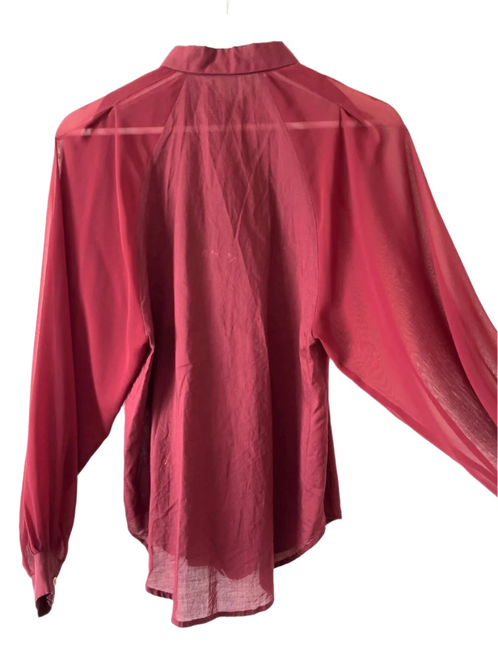 JOHNLAWRENCESULLIVAN burgundy see-through shirt