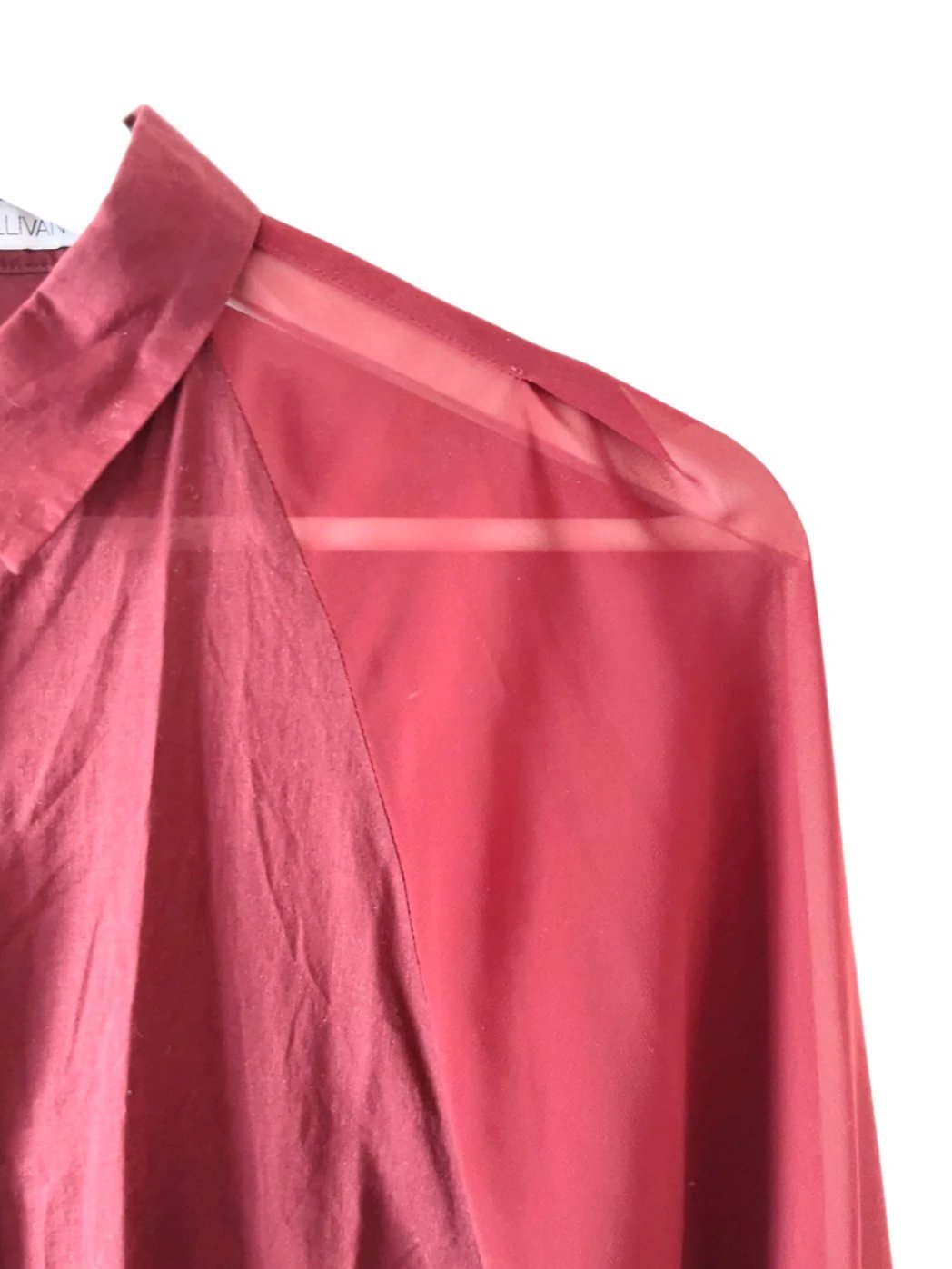 JOHNLAWRENCESULLIVAN burgundy see-through shirt