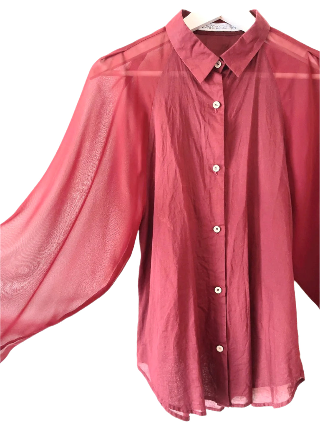 JOHNLAWRENCESULLIVAN burgundy see-through shirt