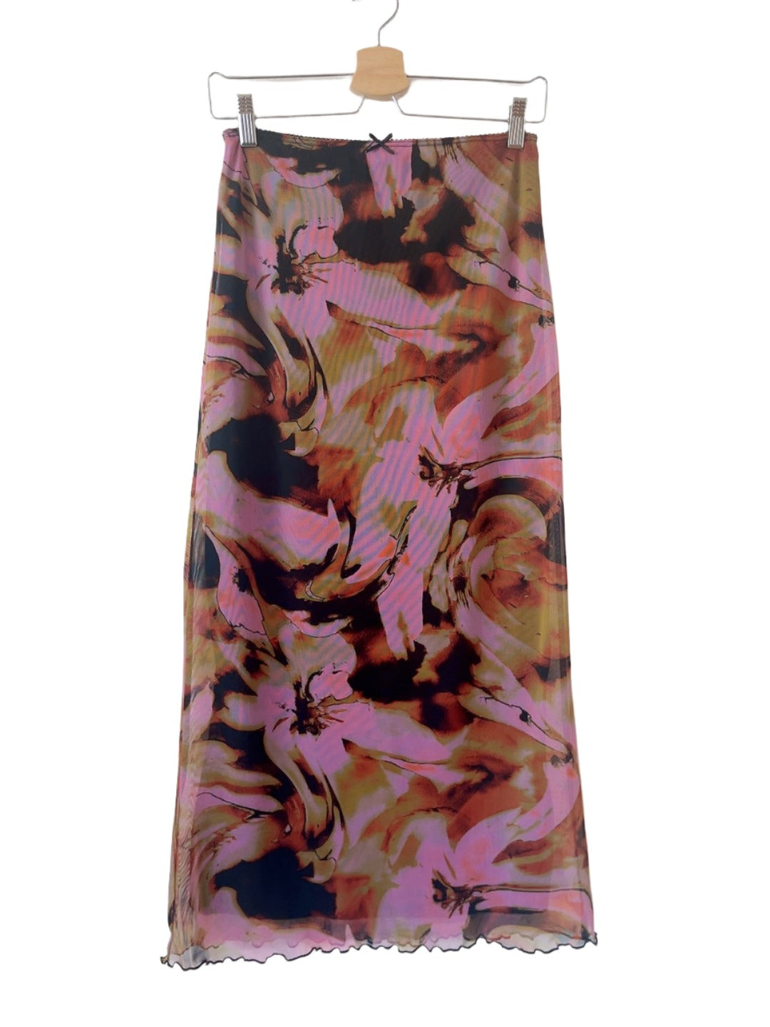 ASOS design marble print long mesh skirt