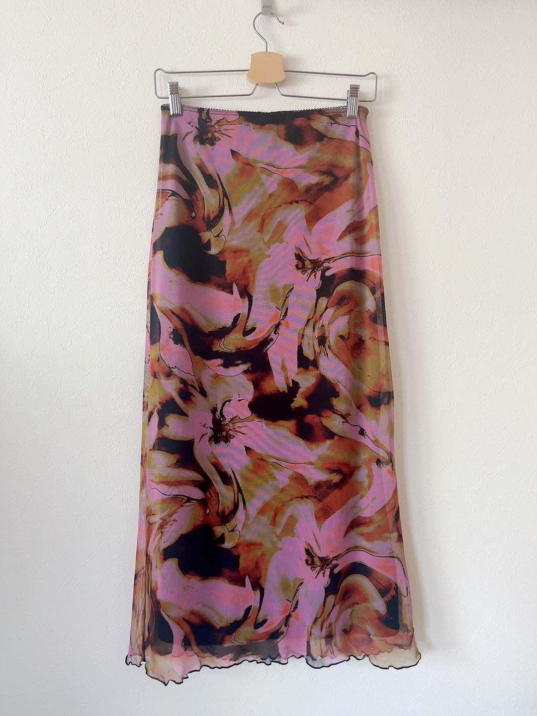 ASOS design marble print long mesh skirt