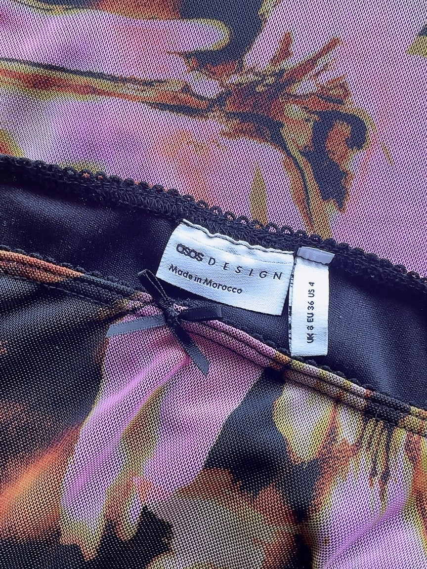 ASOS design marble print long mesh skirt