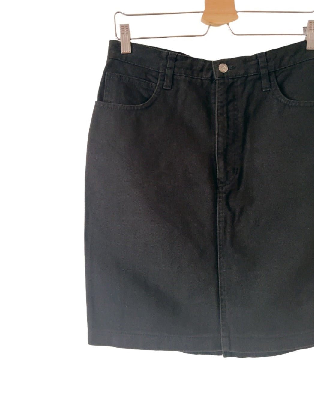 FENDI vintage logo embroidery black denim skirt