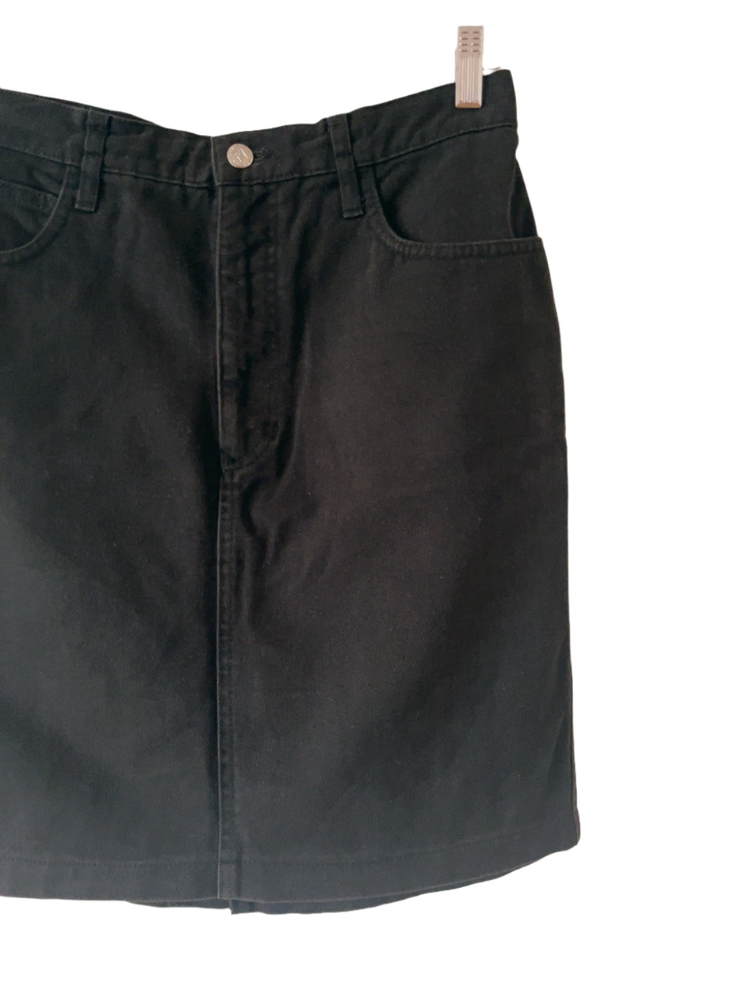 FENDI vintage logo embroidery black denim skirt