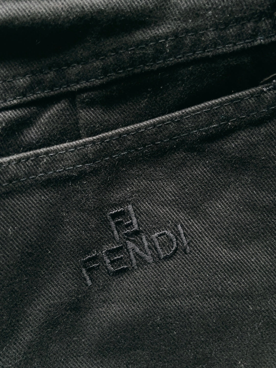 FENDI vintage logo embroidery black denim skirt
